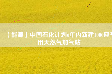 【能源】中國石化計劃6年內新建1000座車用天然氣加氣站