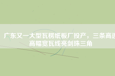 廣東又一大型瓦楞紙板廠投產，三條高速高幅寬瓦線亮劍珠三角