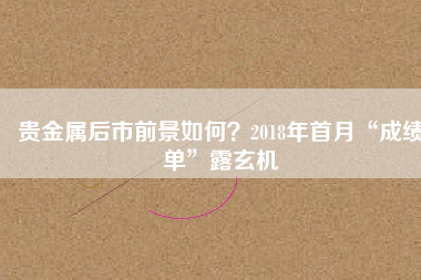 貴金屬后市前景如何？2018年首月“成績單”露玄機