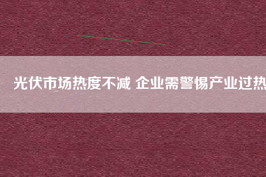 光伏市場熱度不減 企業需警惕產業過熱