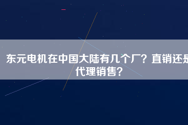 東元電機在中國大陸有幾個廠？直銷還是代理銷售？