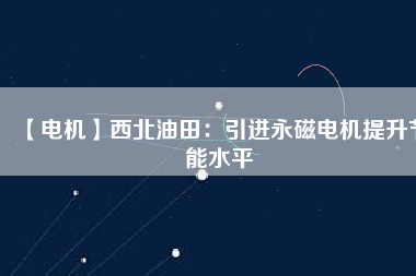 【電機】西北油田：引進永磁電機提升節能水平
          