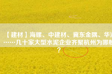 【建材】海螺、中建材、冀東金隅、華潤……幾十家大型水泥企業齊聚杭州為哪般？