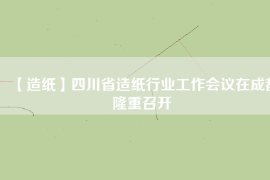 【造紙】四川省造紙行業工作會議在成都隆重召開