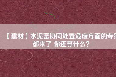 【建材】水泥窯協同處置危廢方面的專家都來了 你還等什么？