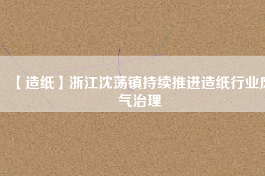 【造紙】浙江沈蕩鎮持續推進造紙行業廢氣治理