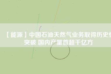 【能源】中國石油天然氣業務取得歷史性突破 國內產量首超千億方