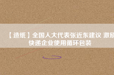 【造紙】全國人大代表張近東建議 激勵快遞企業使用循環包裝