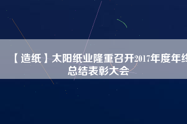 【造紙】太陽紙業隆重召開2017年度年終總結表彰大會