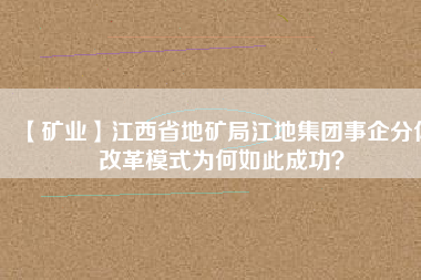 【礦業】江西省地礦局江地集團事企分體改革模式為何如此成功？