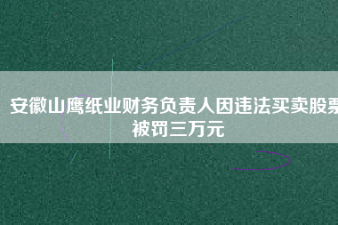 安徽山鷹紙業財務負責人因違法買賣股票被罰三萬元