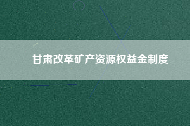 甘肅改革礦產資源權益金制度