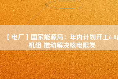 【電廠】國家能源局：年內計劃開工6-8臺機組 推動解決核電限發