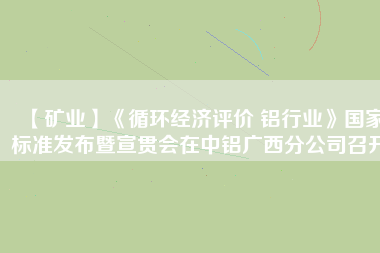 【礦業】《循環經濟評價 鋁行業》國家標準發布暨宣貫會在中鋁廣西分公司召開