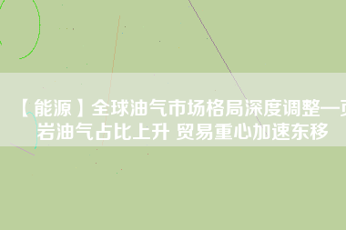 【能源】全球油氣市場格局深度調整—頁巖油氣占比上升 貿易重心加速東移