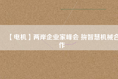 【電機】兩岸企業家峰會 拚智慧機械合作
          