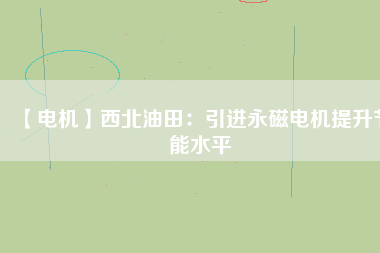 【電機】西北油田：引進永磁電機提升節能水平
          