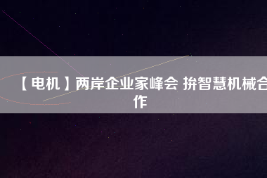 【電機】兩岸企業家峰會 拚智慧機械合作
          