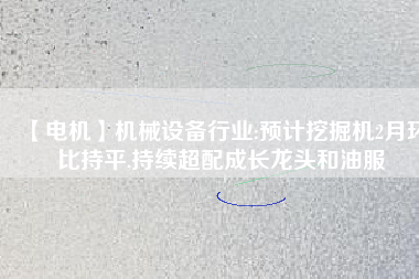 【電機】機械設備行業:預計挖掘機2月環比持平,持續超配成長龍頭和油服
          