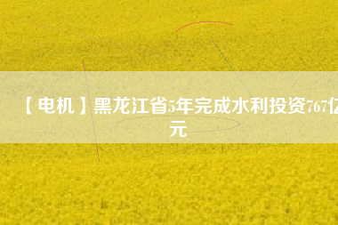 【電機】黑龍江省5年完成水利投資767億元
          