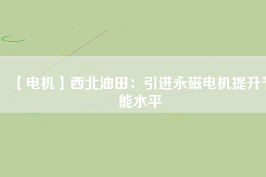 【電機】西北油田：引進永磁電機提升節能水平
          