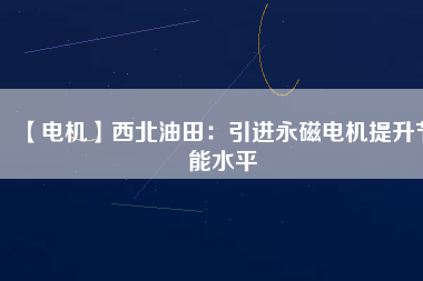 【電機】西北油田：引進永磁電機提升節能水平
          