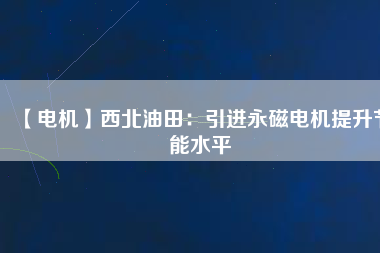 【電機】西北油田：引進永磁電機提升節能水平
          