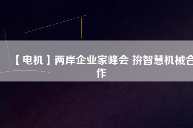 【電機】兩岸企業家峰會 拚智慧機械合作
          