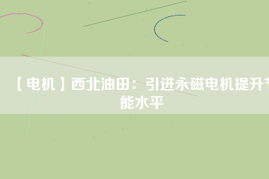 【電機】西北油田：引進永磁電機提升節能水平
          