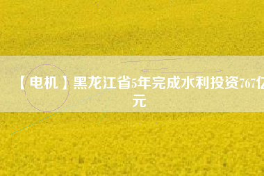 【電機】黑龍江省5年完成水利投資767億元
          