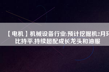 【電機】機械設備行業:預計挖掘機2月環比持平,持續超配成長龍頭和油服
          