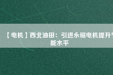 【電機】西北油田：引進永磁電機提升節能水平
          