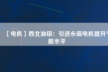 【電機】西北油田：引進永磁電機提升節能水平
          