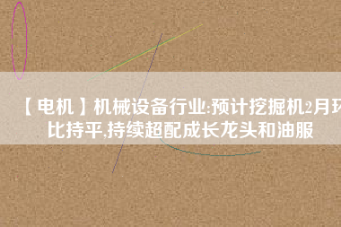 【電機】機械設備行業:預計挖掘機2月環比持平,持續超配成長龍頭和油服
          