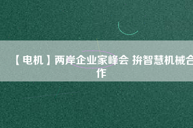 【電機】兩岸企業家峰會 拚智慧機械合作
          