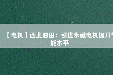 【電機】西北油田：引進永磁電機提升節能水平
          