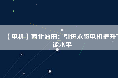 【電機】西北油田：引進永磁電機提升節能水平
          