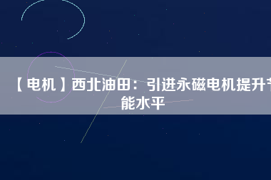 【電機】西北油田：引進永磁電機提升節能水平
          