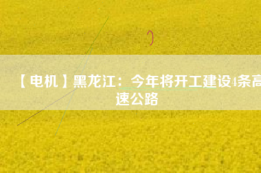 【電機】黑龍江：今年將開工建設4條高速公路
          