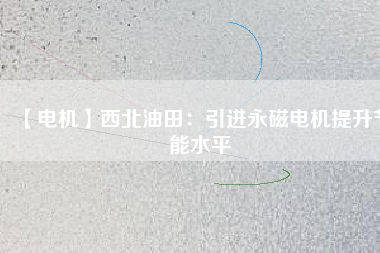 【電機】西北油田：引進永磁電機提升節能水平
          