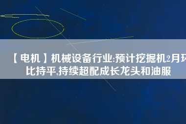 【電機】機械設備行業:預計挖掘機2月環比持平,持續超配成長龍頭和油服
          