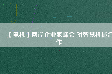 【電機】兩岸企業家峰會 拚智慧機械合作
          