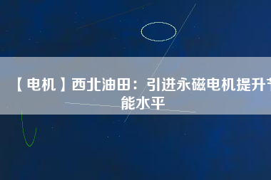 【電機】西北油田：引進永磁電機提升節能水平
          